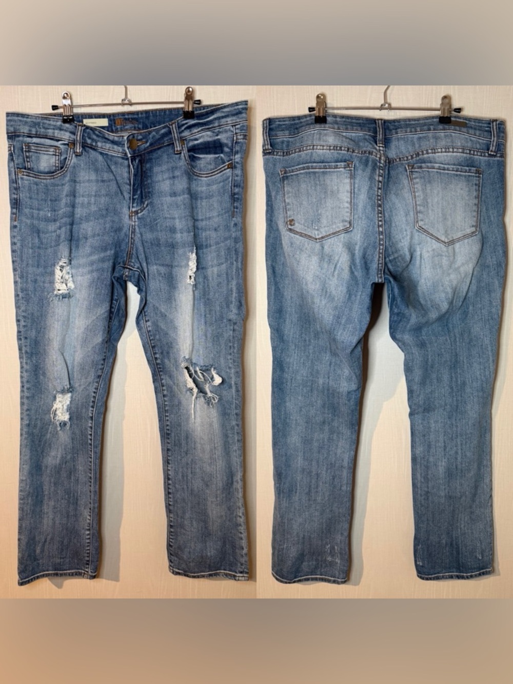 Kut from the Kloth Distressed Medium Blue Straight Leg Boyfriend Jeans 12